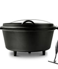 Preseasoned Cast Iron 8 Qt Dutch Oven With Lid For Outdoor Camping Campfire Grilling Oven And Stovetop Cooking Includes Lid Lifter Dual Handles Black Finish