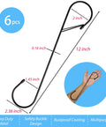 Heavy Duty 12 Inch S Hooks With Safety Buckle For Hanging Plants And More with dimensions and hand holding the hook