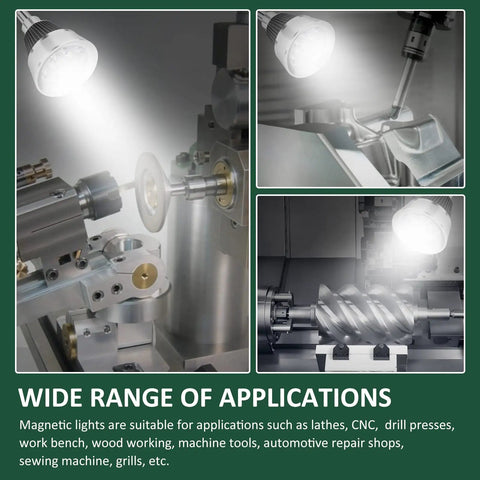 LED Work Light With Flexible Gooseneck And Magnetic Base For Workbench And Tools illuminating metal machinery