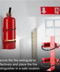 Four Pack Fire Extinguisher Mount Brackets Adjustable Heavy Duty Holder installed on wall for 2.5 and 5 lb extinguishers