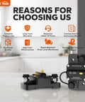 250A DC Circuit Breaker For LiFePO4 Batteries No Hassle Install Auto Marine And Solar Power Protection Rugged Wide Compatibility For Cars Boats And RVs Built For Tough Environments displayed on a kitchen counter.
