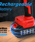Portable Cordless Electric Rebar Cutter And Bender showing rechargeable battery, compact design for easy use in construction.