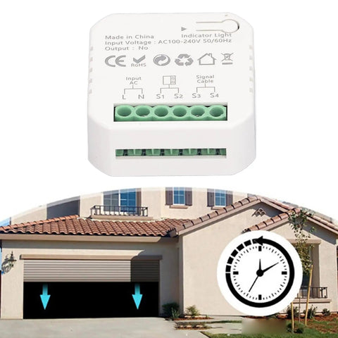 Close-up of WiFi Door Controller with Voice Control Remote Kit and garage illustrating real-time monitoring feature