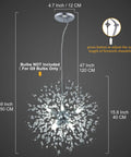 Lit Modern Firework Dandelion Sputnik Chandelier With 8 Lights Crystal Chrome Pendant Lighting for dining room