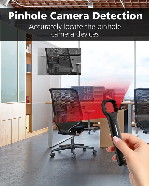 Using G6 Sport Anti Spy Hidden Camera Detector With 7 Level Sensitivity RF Signal Bug And GPS Tracker Detector in an office