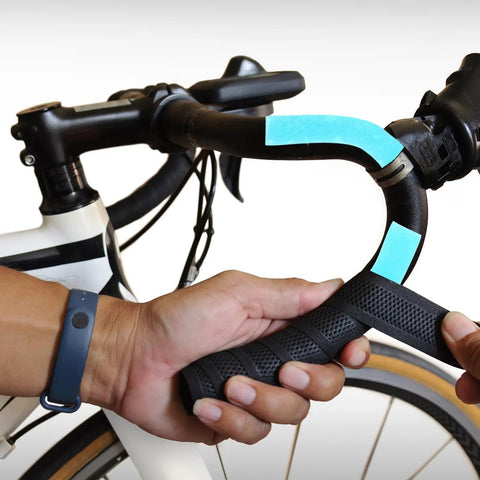 Installing Two Pairs Gel Bar Tape Pads for Bike Handlebars Soft Buffer Cushions on road bike for improved comfort and shock absorption