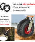 Close-up of 10 Inch Heavy Duty Rubber Casters with dual 6004 type bearings for smooth rolling and durability.