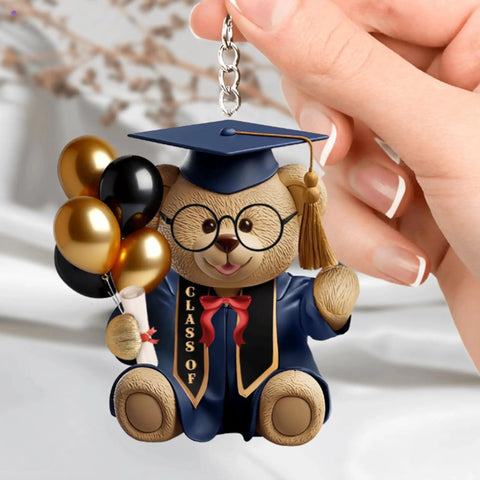 Personalized Graduation Bear Keychain With Custom Name And Class Year Gift For The Grad Class Of 2026 Keepsake, plush bear design