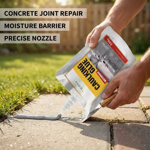 Badass Concrete Crack Filler For Dog Runs And Kennels Offers Kickin Odorless Mineral Cure being applied to a concrete joint.