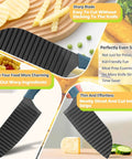 JAYVAR Crinkle Cutter Wavy Slicer; two black ribbed blades with blue handles.