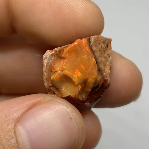 Raw Fiery Jalisco Mexican Fire Opal Stone For Jewelry Making Multicolor Natural Opal Rough Gem With Size 18mm By 16mm By 9mm
