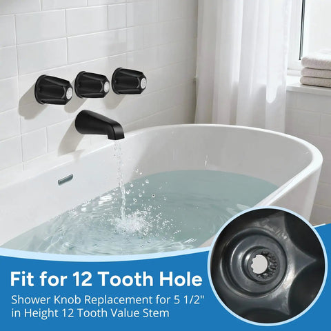 Matte Black 3-Piece Tub Faucet Set With Shower Knobs And Spout, Replacement Kit For Style Tub Shower Handles, fitting a tub