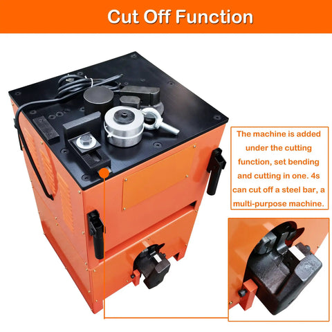 Top view of Heavy Duty Electric Rebar Bender Cutter With One Quarter Inch Max Diameter For Concrete Jobs features a cutting function.