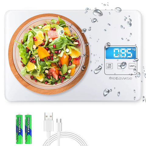 Precision Kitchen Scale For Home Cooks Waterproof Rechargeable Digital Food Scale 33Lb Capacity with salad on display