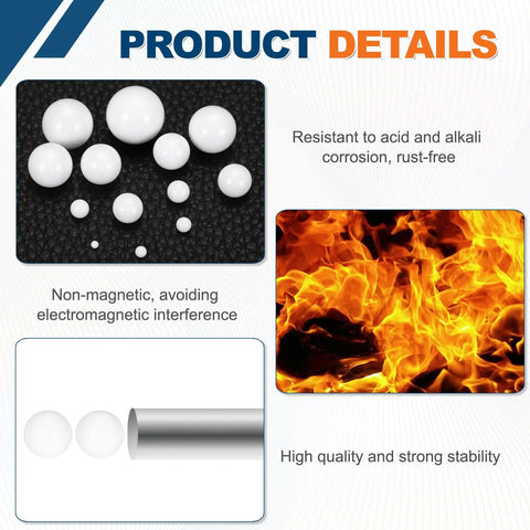 Top Shelf Tough As Nails Premium Aluminum Oxide Ceramic Ball Bearings 5 Piece Pack Smooth Rolling G10 Precision 13 32 Inch Size with non-magnetic spheres.