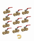 Pack of 10 1/2 Inch Push-Fit Full Port Ball Valves for Potable Water and Hydronic Systems with disconnect clip