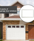 Four Pack Vinyl Garage Door Window Inserts Kit With UV Resistant Resin Glass installed in garage door