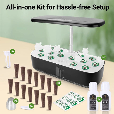Dope Hydroponics Grow Kit With LED Grow Light For Indoor Herb Garden 14 Pods Full Spectrum Rotatable Light Panel