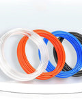 Heavy Duty Clear Polyurethane Pneumatic Hose For Air Compressors And Power Tools 100 Meter Spool in clear, orange, blue, and black colors.