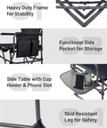 Heavy Duty Camping Chair With Compact Fold Built In Side Table And Pocket For Camping Lawn Fishing And Sports Supports Up To 400 Lbs