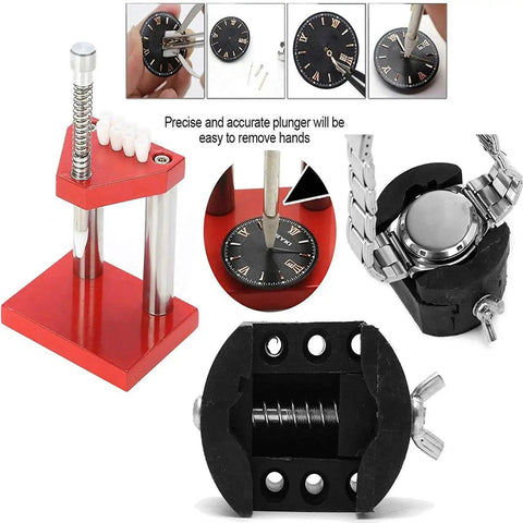 Pro Grade Watchmaker Hand Presser Lifter Tool Set With 7 Plastic Tips For Pressing, Lifting And Removing Watch Hands Without Scratching Dials