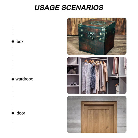 Usage scenarios for Brass Corner Protectors 4 Pack Heavy Duty Golden Edge Guards on box, wardrobe, and door.