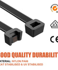 Heavy Duty Zip Ties 11 Inch Self Locking Cable Ties With 50Lbs Tensile Strength For Indoor Outdoor Use Bulk Pack close-up