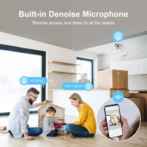 Family using 5MP POE Security Camera With Outdoor PTZ 2592x1944 HD 5X Optical Zoom Night Vision Motion Detection Remote Viewing