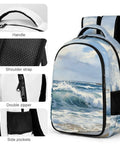 Coastal Beach Seascape Printed Unisex Backpack With Large Capacity For Travel School Or Day Trips Durable Polyester Material