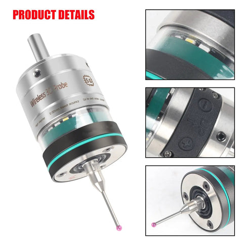 Rock Solid High Precision 3D Trigger Edge Finder CNC Touch Probe With A Premium Ruby Stylus shows probe with ruby tip and metal body.