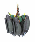 Leather Game Carrier Strap Belt With 12 Drop Slip Rings For Dove Duck Quail Pheasant And Other Small Game Bird Tote Hanger For Field Hunting Gear And More Today holding duck decoys.