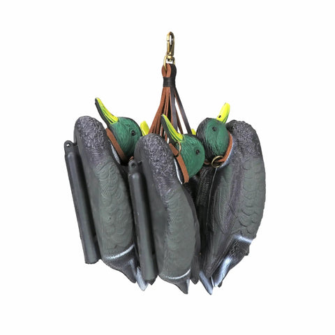 Leather Game Carrier Strap Belt With 12 Drop Slip Rings For Dove Duck Quail Pheasant And Other Small Game Bird Tote Hanger For Field Hunting Gear And More Today holding duck decoys.