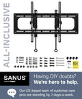 Heavy Duty Tilting TV Wall Mount For Big Screens Up To 90 Inches And 150 Pounds With Integrated Wire Management and all assembly hardware included.