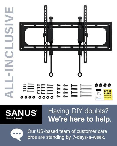 Heavy Duty Tilting TV Wall Mount For Big Screens Up To 90 Inches And 150 Pounds With Integrated Wire Management and all assembly hardware included.