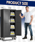 61 Inch Tall Metal Garage Storage Cabinet With Rolling Tool Cabinet Locking Two Doors And Wheels, shown with shelves open