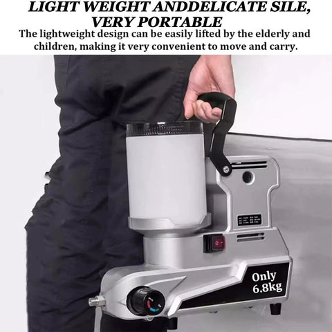Heavy Duty Airless Paint Sprayer With Adjustable Pressure Control Portable Hose Wall Spray Gun 2 Liter Tank held by a person.