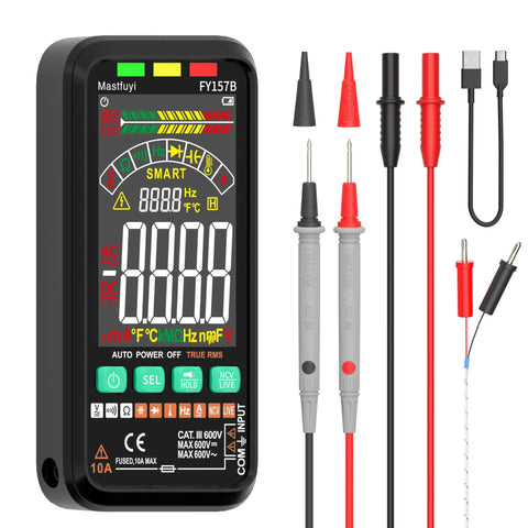 Rechargeable Digital Multimeter With Auto Ranging And Non Contact Voltage Detection TRMS 6000 Counts with probes and cables