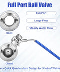 4 Pack Full Port Ball Valve One Half Inch NPT Male To Female 304 Stainless Steel Heavy Duty Shut Off Valve with Locking Device open and closed view