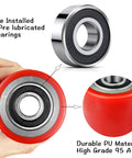 Heavy Duty Pallet Jack Wheel Replacement Kit With PU Tread 3 By 3.75 Inches Preinstalled Bearings 20mm ID close-up