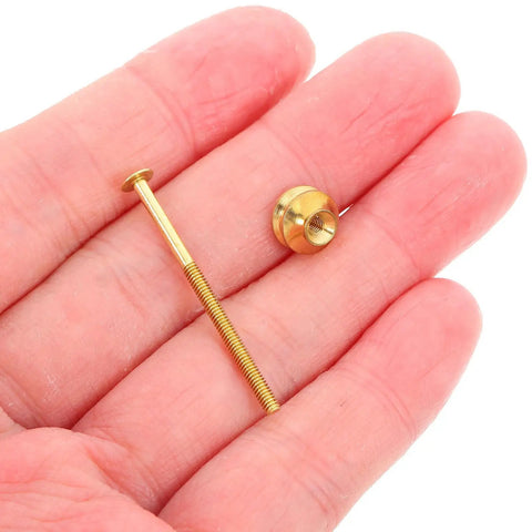 Copper Nut And Bolt Set For Teapot Lid Replacement And Repair 10 Pack Precision Screws And Nuts Kit For Furniture Repair And Household Use Durable Copper Build For Corrosion Resistance And Stable Attachment, gold screw and nut in hand