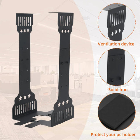 Hella Sturdy Under Desk Computer Mount Gonna Lock Your Main Rig Tight Fits Most Mid Size Cases Supports 77 pounds solid iron construction