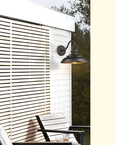 Oil Rubbed Bronze Barn Light Fixture With Hammered Metal Shade Vintage Farmhouse Outdoor Wall Sconce for Front Porch