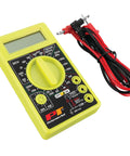 Digital Multimeter Tester 2000 Counts With AC DC Voltmeter Ohm Volt Amp Meter For Home And Auto Use DIY Friendly Measures Voltage And DC Current Auto Zero Adjust 9V Battery Included, shown with black and red test leads.