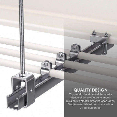 Built Different Job Site Staple 1 5/8 Inch 12 Gauge Steel Strut Channel with Slotted Back supporting conduits.