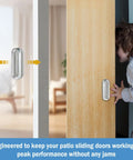 Four Pack Clear PU Self Adhesive Recessed Finger Pulls Oval Sliding Door Handles installed on sliding wooden door