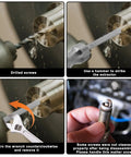 Steps to use 5 Piece Bolt Extractor Set For Damaged Screws And Broken Bolts, Straight Fluted Square Type Screw Extractors In 5 Sizes