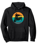 Dope Tuk Tuk Rickshaw Scooter Transporter Pullover Hoodie Featuring Retro Southeast Asia Ride Graphics in black with colorful illustration.
