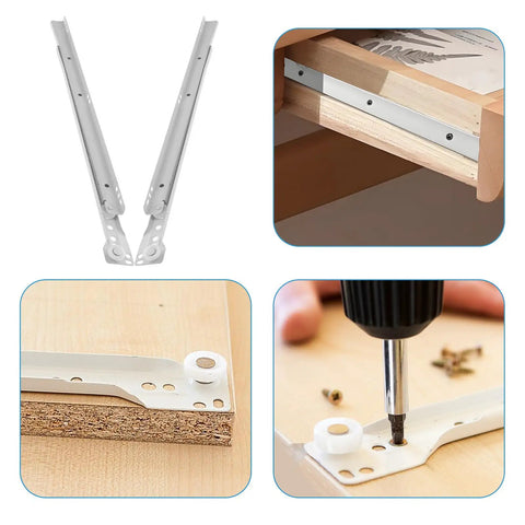 Two Pack 16 Inch Bottom Mount Drawer Slides For Cabinet And Furniture With Detachable Rails And Heavy Duty Ball Bearing