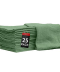 Real Deal 100 Percent Cotton Shop Rags 14X14 Inch Lint Free Bulk 25 Pack stacked green cleaning rags with tag