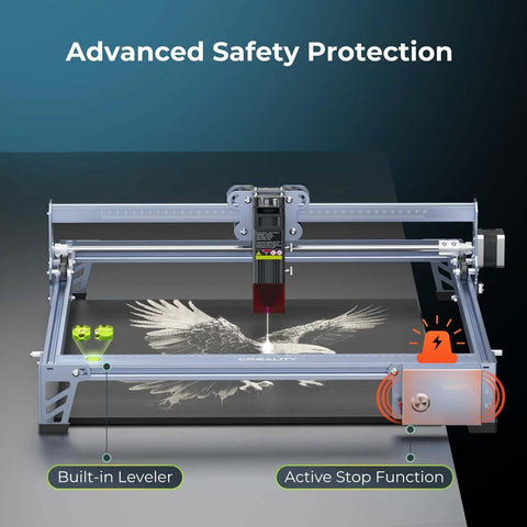 Creality Falcon 10W laser engraver with aluminum frame and 15.7 by 16.3-inch workspace